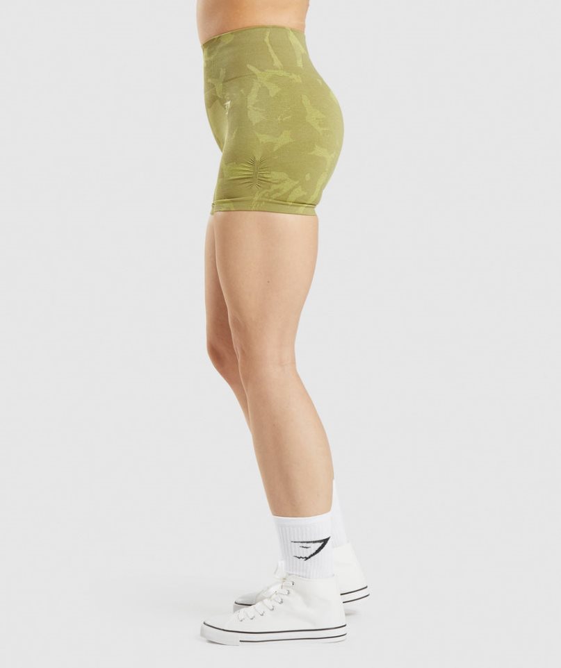 Women's Gymshark Adapt Camo Seamless Shorts Olive | NZ 0MYRQX